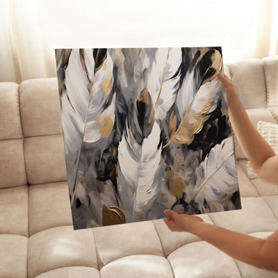 «Fashion and Glam Golden Feathers», reproduction d'art sans cadre