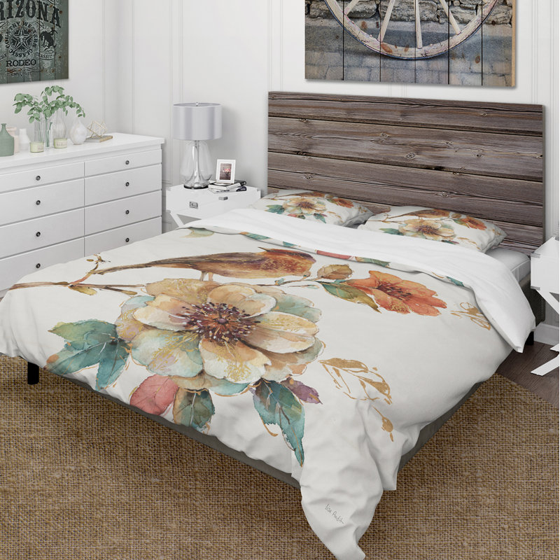 Twin Floral Microfiber Duvet Cover Set with Sham