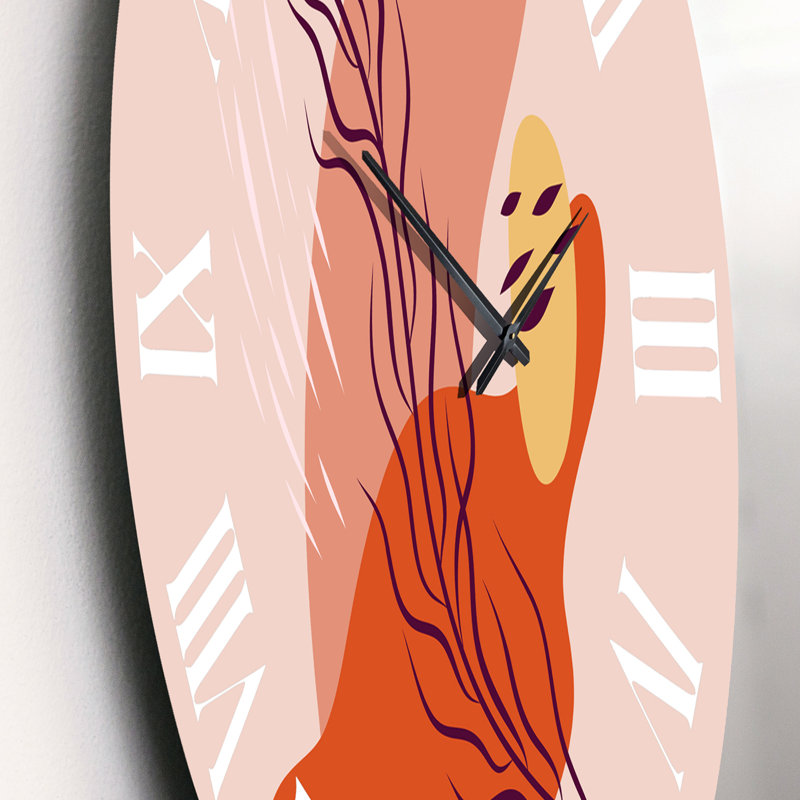 Abstrait feuille de printemps dans des couleurs chaudes - horloge murale moderne, Petit