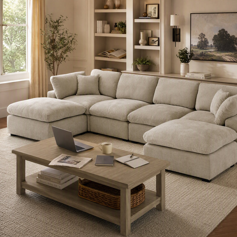 Canapé modulaire réversible 6 pièces 6 pièces, Taupe clair