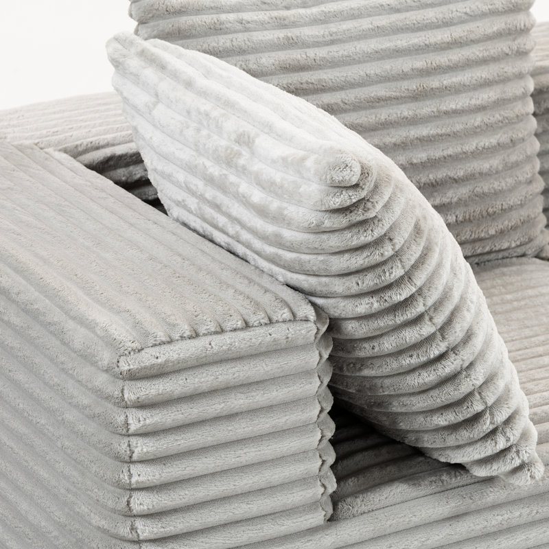 Tous - Compressé, 4 sièges, gris fumée, velours côtelé, sans assemblage, modulaire, structure modulaire de salon personnalisée, disposition personnalisable