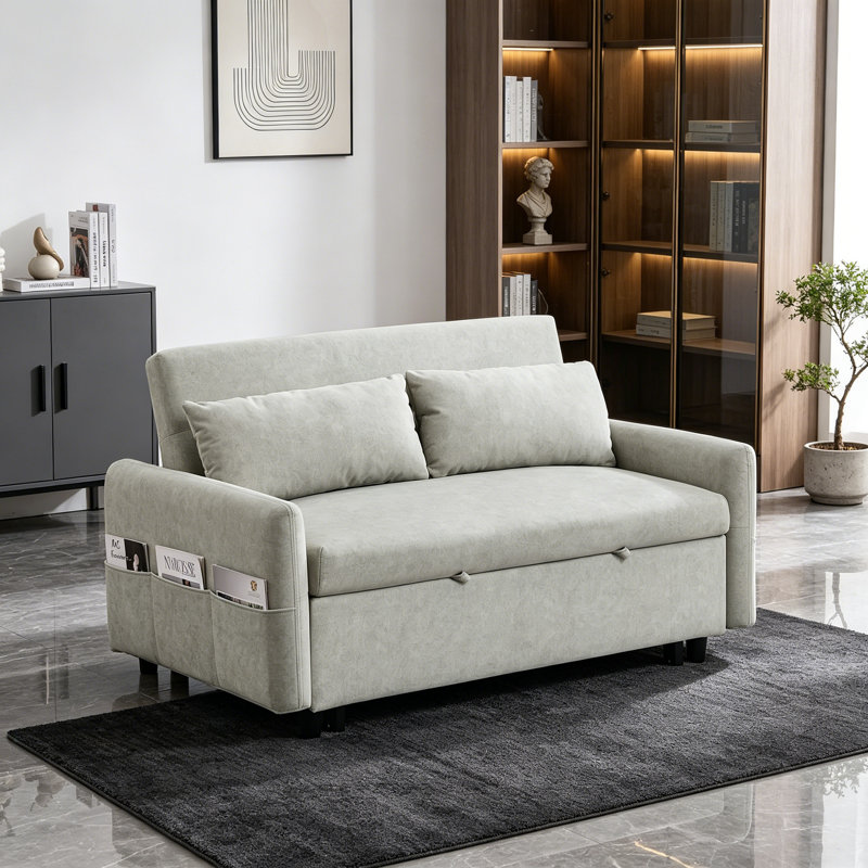 Brynjolf 55.19"Sofa, Sleeper Sofa, Sofa Bed, Loveseat, Beige Microfiber