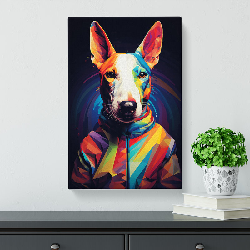 English Bull Terrier Futurism - Print on Canvas, 60cm H x 40cm W x 3cm D