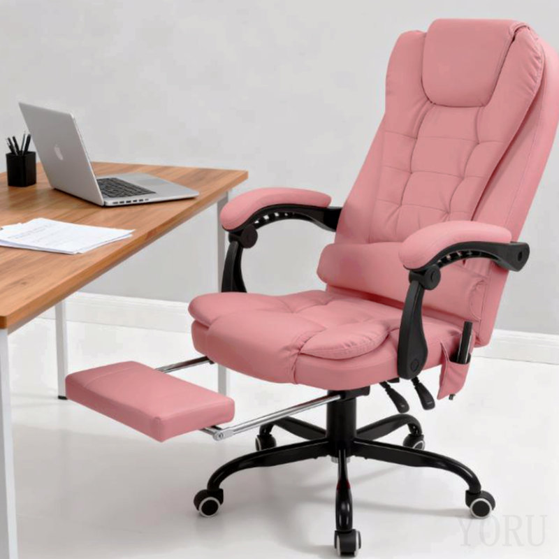 7-Point Vibrating Massage Office Chair High Back Massaging Office Desk Chair, Pink