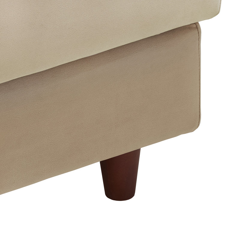 Gaven Velvet Chaise Lounge, Dark Beige/Light Beige, Left Hand Facing
