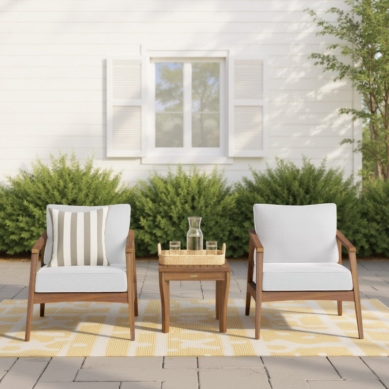 Akiva Eucalyptus 2 - Person Patio Conversation Set with Cushions