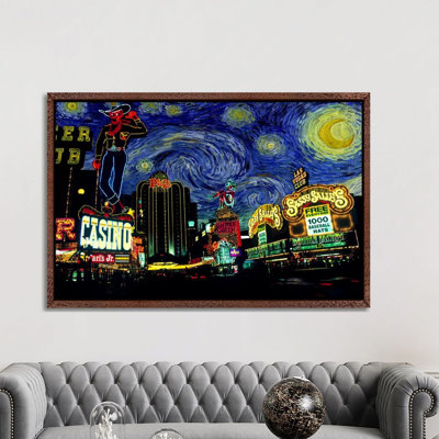 Las Vegas, Nevada Starry Night Skyline - Print on Canvas