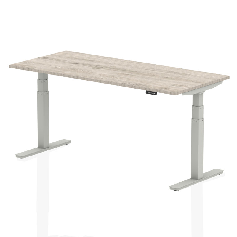 Nural Adjustable Metal Base Standing Desk, Silver, 131cm H x 180cm W x 80cm D