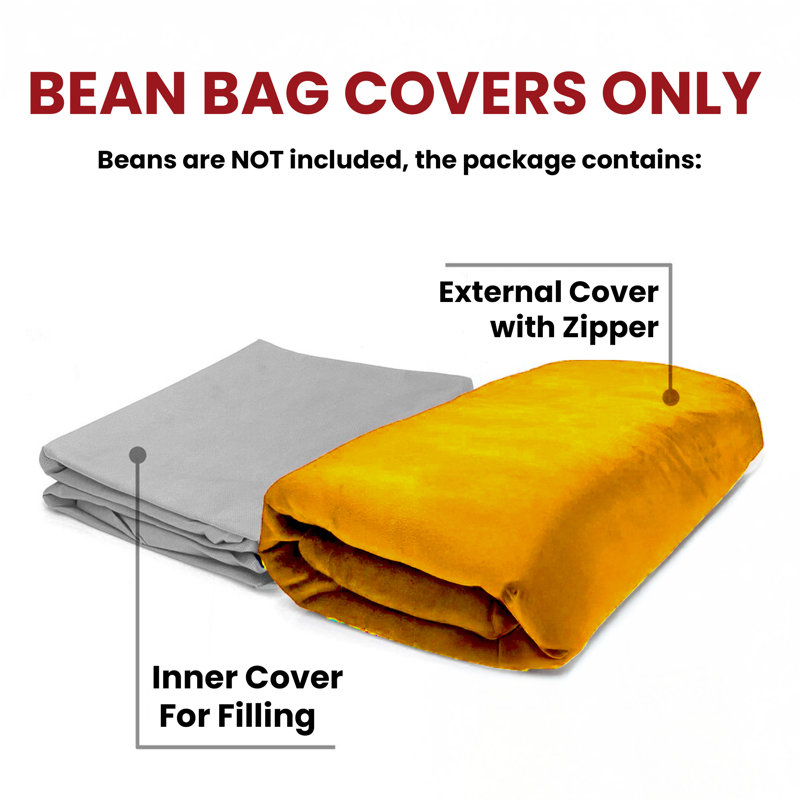 Extra Large Gigami Triangular Velvet Bean Bag Cover - 78.75" X 52.75" - Gold Yellow, Gold Polyester