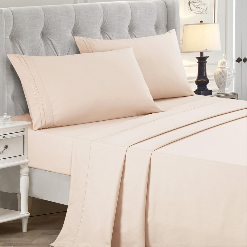 Jcrown Microfiber Sheet Set, Blush, California King Sheet Set with 2 Pillowcases