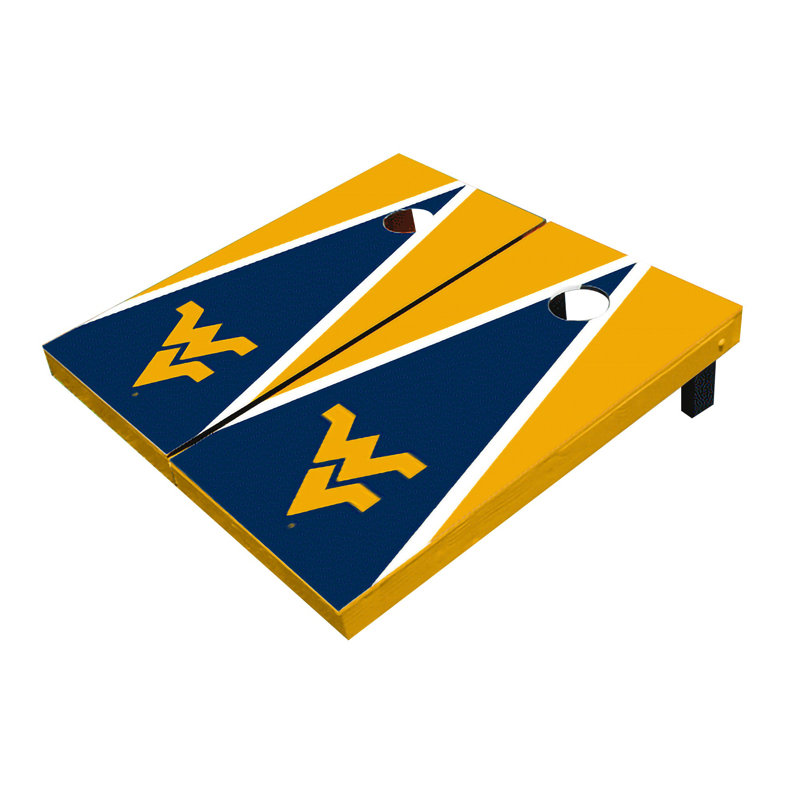 NCAA Alternant Triangle Cornhole Board, Mountaineers de West Virginia, Bleu marine / or assorti