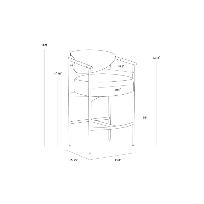 HELOISE Upholstered Stool with Metal Frame, Counter Stool (26.25" Seat Height)