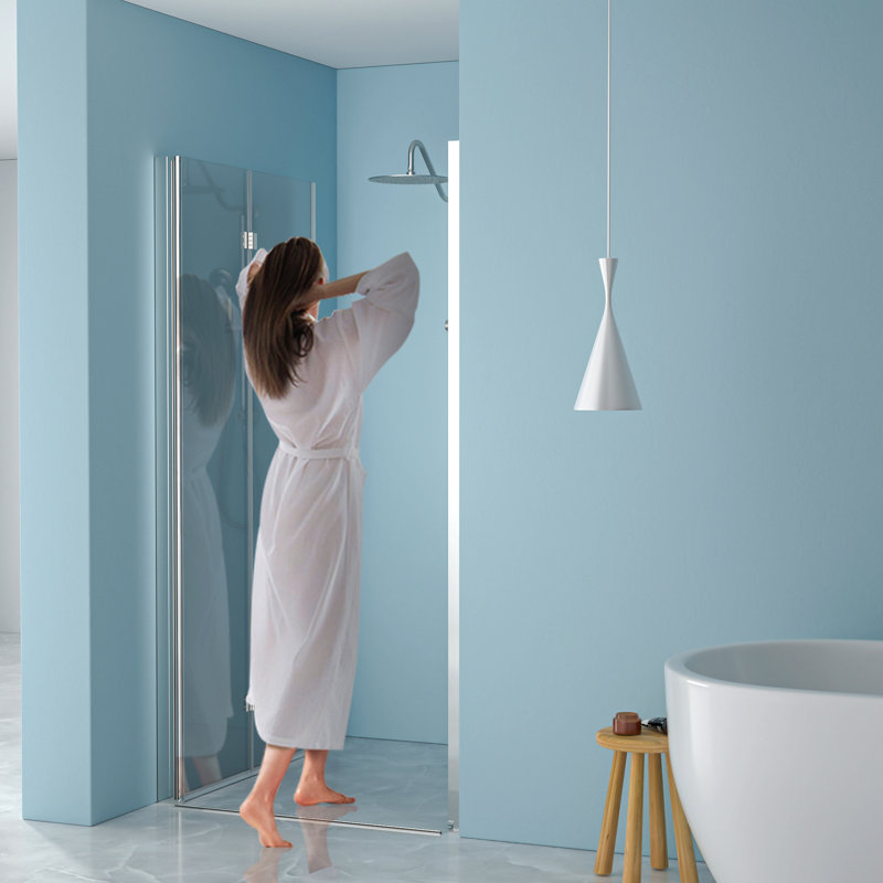 Porte de douche pliante sans cadre avec verre trempé