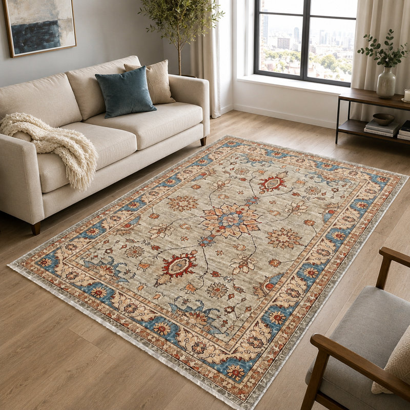 Oriental Cotton and Chenille Flatweave Area Rug, 60 x 100 cm