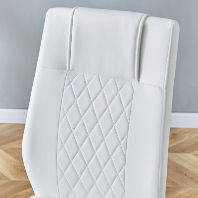 Ensemble de salle à manger subtil en verre trempé de luxe "x 35,4" avec 4 chaises en polyuréthane blanc et un banc assorti pour une salle à manger élégante