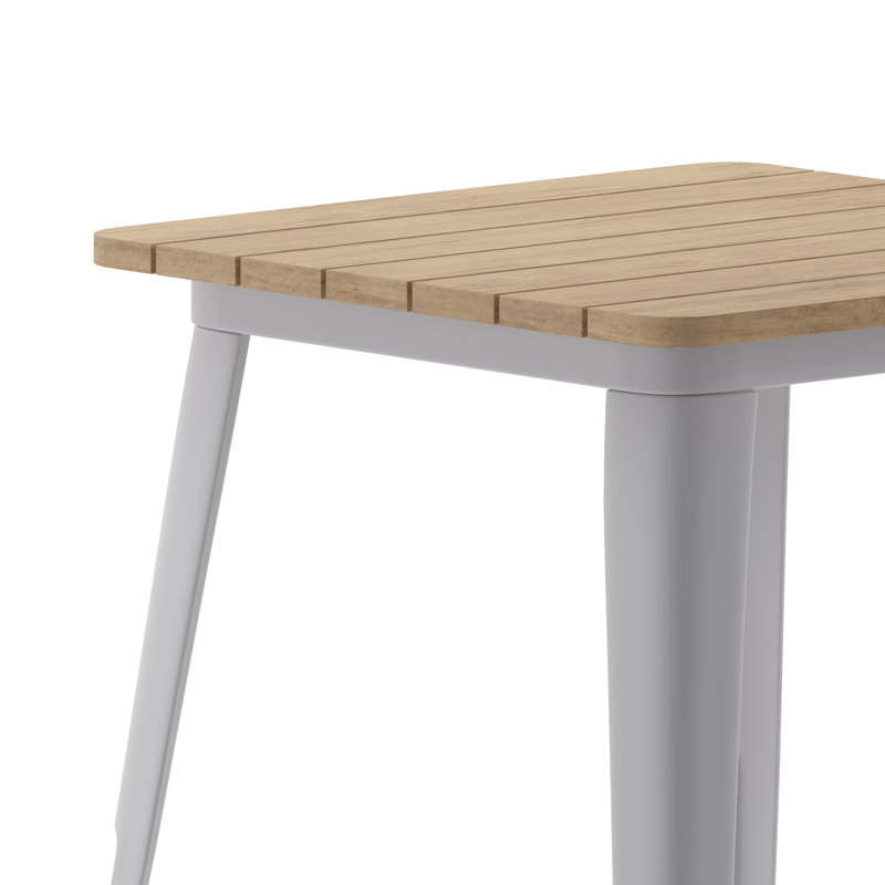 Harewood Square Commercial Indoor/Outdoor Poly Resin Restaurant Table with Steel Frame, 23.5" W x 23.5" L