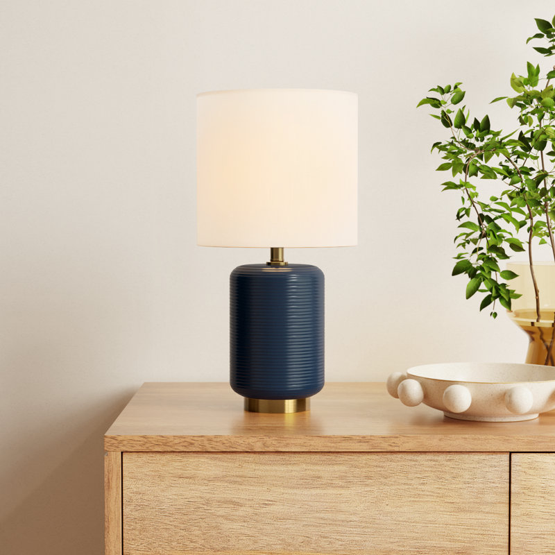 Gracie Table Lamp, Matte Navy/Brushed Brass