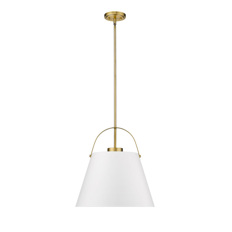 Luminaire suspendu conique à 1 lumière Chrisha, Blanc mat, Noir mat / laiton Heritage, H 18 po x l 18 po x P 18 po