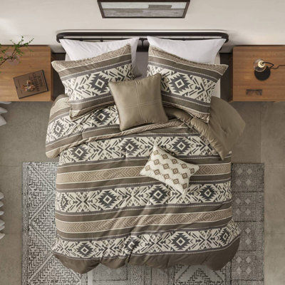 Ensemble d'édredon à chevrons 5 pièces avec coussins décoratifs 5 pièces