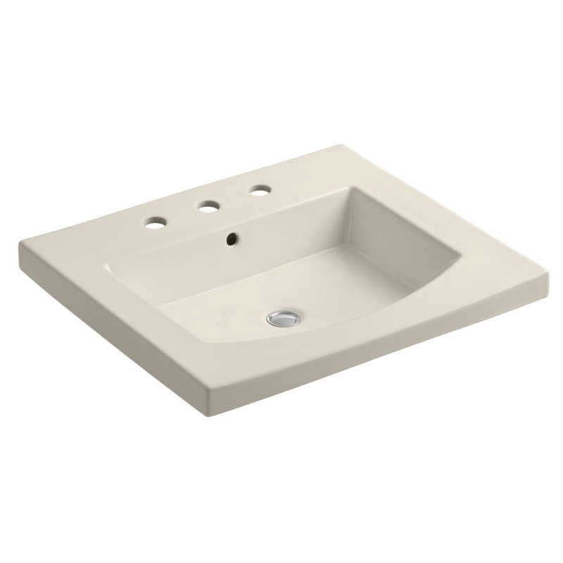 Persuade® Curv Ceramic Rectangular Drop-In Bathroom Sink with Overflow, Almond