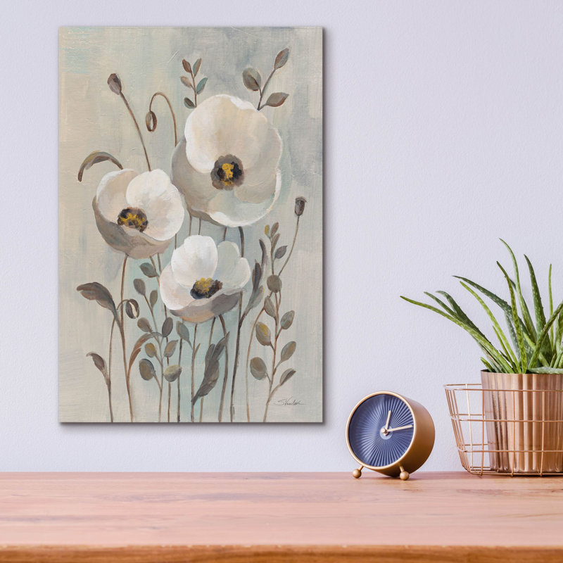  «Poppies In Blue 2» par Silvia Vassileva, art mural en verre acrylique, H 16 po x l 12 po x P 0,13 po