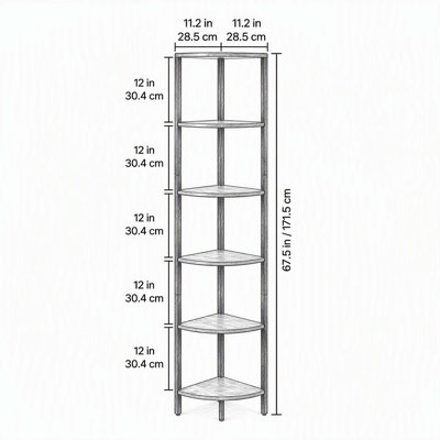 Bibliothèque d'angle haute à 6 niveaux avec éclairage DEL, tablette d'angle de 173 cm pour objets de collection, lumières multicolores contrôlées par télécommande et application, idéale pour la chambre, le salon et le bureau