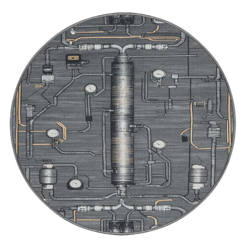Machine Washable Space Gray Area Rug, Round 4'