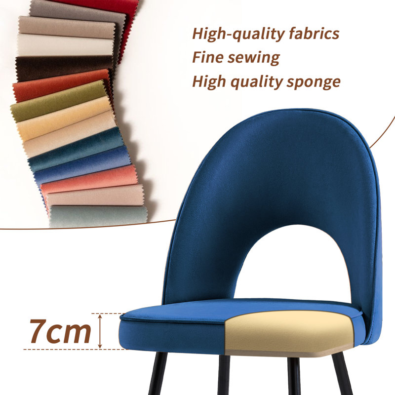 Modern Velvet Dining Chairs Ergonomic Cutout Back with Gold-Tipped Legs, Luxury Upholstered Accent Chairs for Dining/Living Room