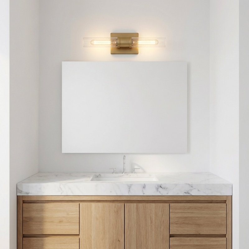 Ensemble de meuble-lavabo à deux lumières Keaton, H 20 po x l 5 po x P 3,63 po, Craquelé, Laiton satiné