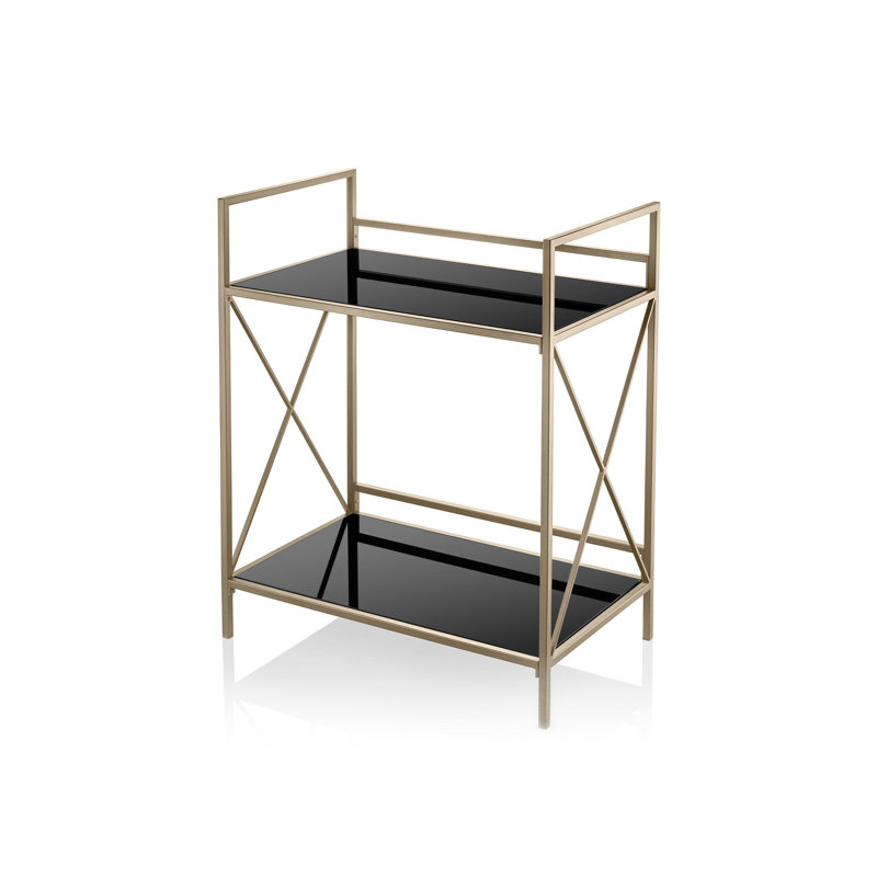 27.6 " W Glass Top Console Table, Gold/Black