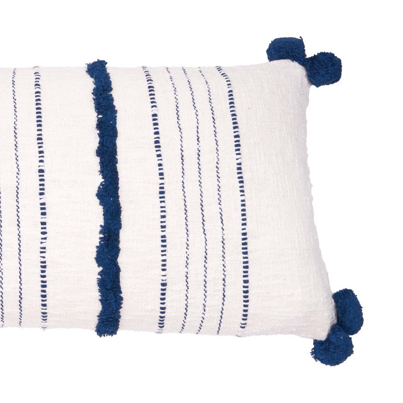Lee Pom-poms Cotton Throw Pillow, Blue