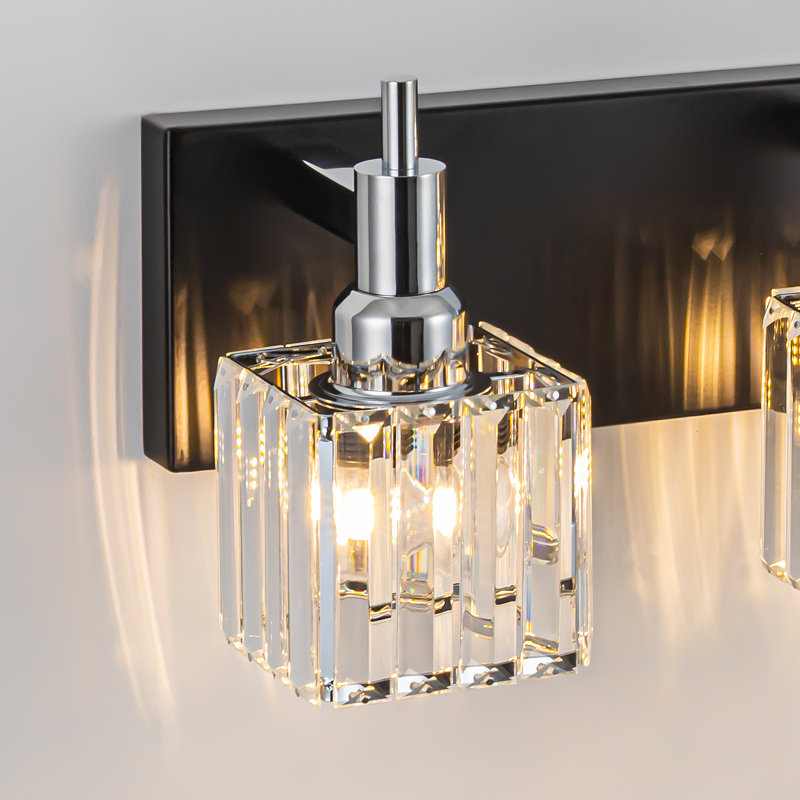 Éclairage pour meuble-lavabo à intensité variable Taevion, 3 lumières, Noir mat / Chrome