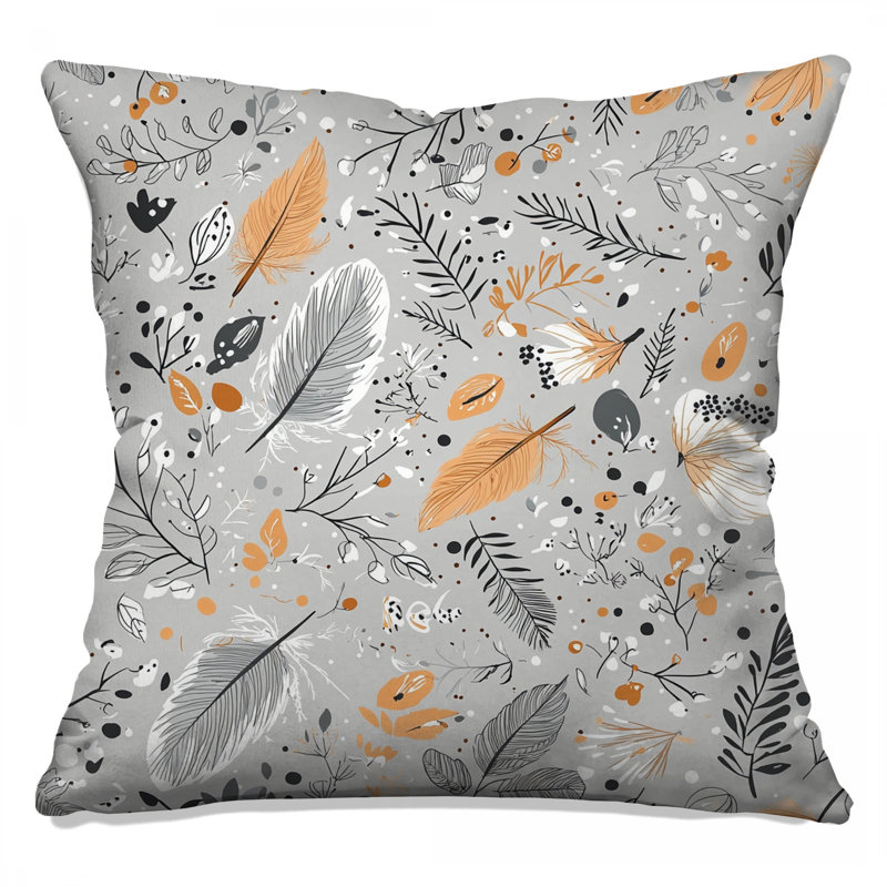 Feathers Throw Pillow, Pattern Double Sided Pillows, 18 x 18 inches