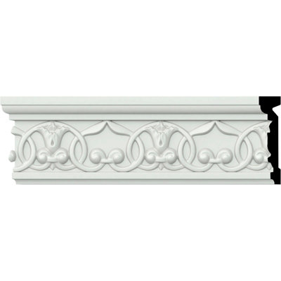 Endurathane Versailles Flower Blossom Chair Rail, 4"H x 1"P x 94 1/2"L, (4 3/4"Repeat), Factory Primed (12-Pack)