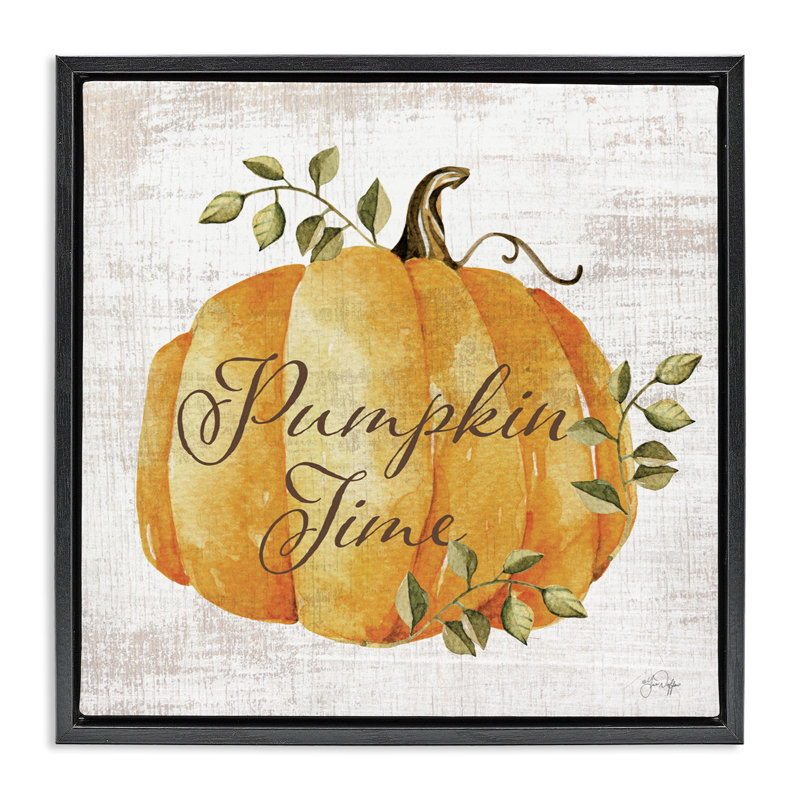 «Pumpkin Time over Rustic Floating Frame», conception de Yass Naffas Designs, Cadre flottant noir de jais, H 18 po x l 18 po
