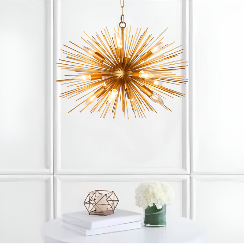 Lustre sphérique spoutnik 12 lumières Baskin, Or