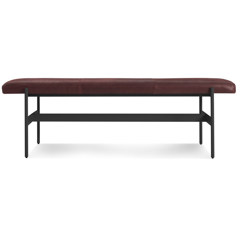 Daybench Leather Dining Bench, Ink Genuine Leather, Oblivion, 17" H x 55" W x 14" D