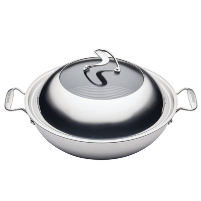Circulon Clad Stainless Steel Wok and Hybrid SteelShield and Nonstick Technology, 14 Inch, Silver