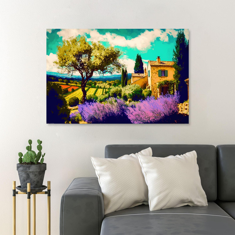 «Chaudruc Provence City Expressionism Style on Canvas», impression, H 24 po x l 36 po x P 1,25 po