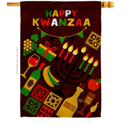 Double Sided 40'' H x 28'' W Polyester Kwanzaa House Flag