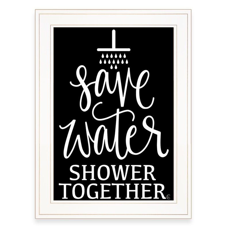 Douche ensemble, art mural encadré pour le salon et la maison par Fear circulation, Blanc / or