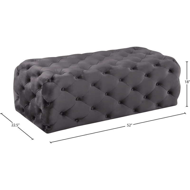 Paz Velvet Ottoman, Gray Velvet