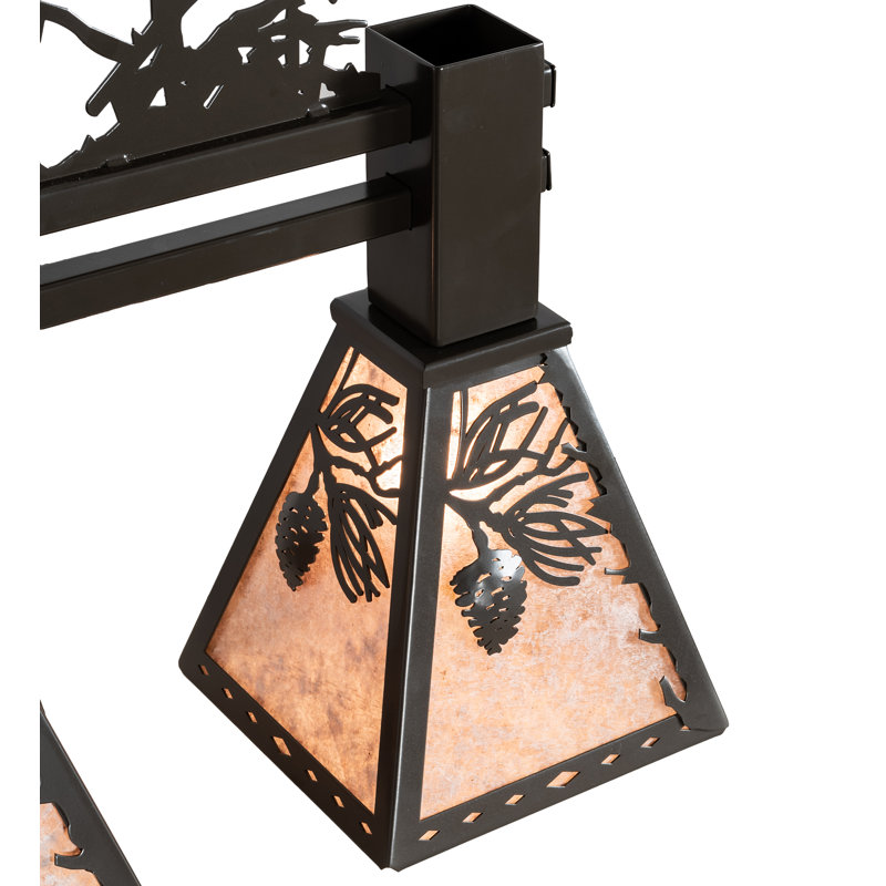 Luminaire suspendu linéaire pour îlot de cuisine 3 lumières, Bronze intemporel, Mica argenté, H 61 po x l 30 po x P 8 po