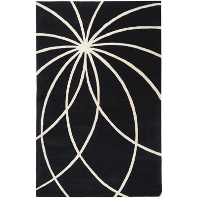 Tapis noir en laine touffeté à la main Mcquaid