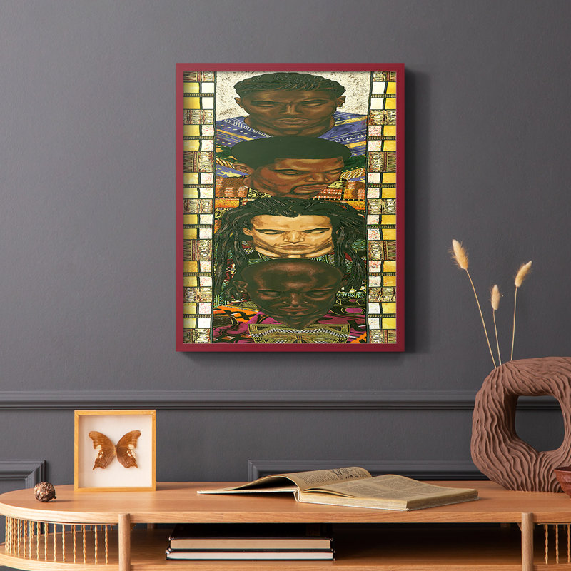 «Spiritual People I», reproduction encadrée - bois massif, Rouge, H 10 po x l 8 po
