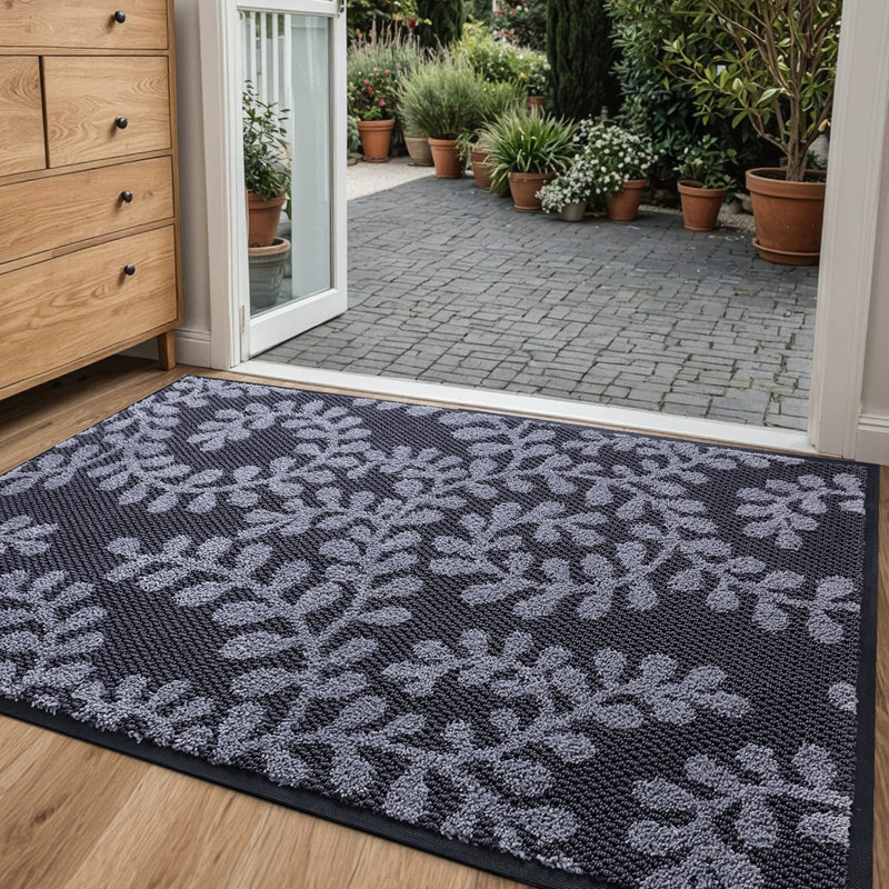 Floral Outdoor Indoor  Dirt Resistant Absorbent Non-Slip TPE Backing and Washable Low-Profile Indoor Mats for Entry,Kitchen,Garden