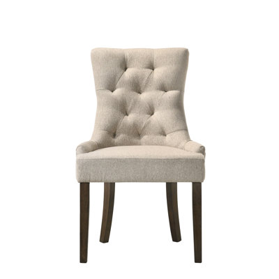 Ensemble de 2 chaises d'appoint en tissu beige et finition chêne vieilli Farren
