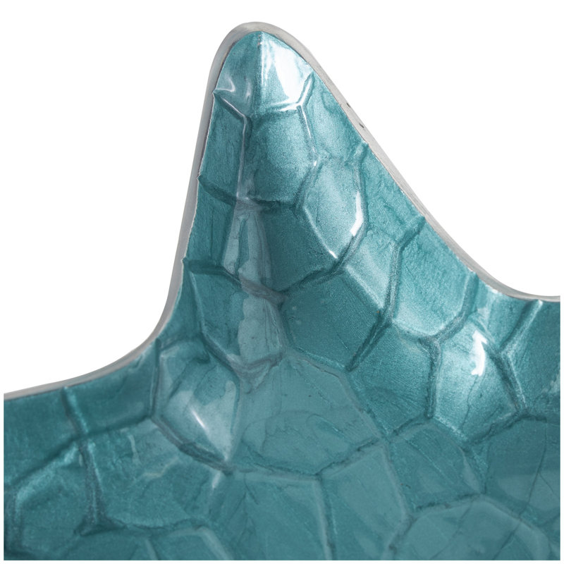 Ensemble de 3 assiettes décoratives en bois massif Adrey, Bleu