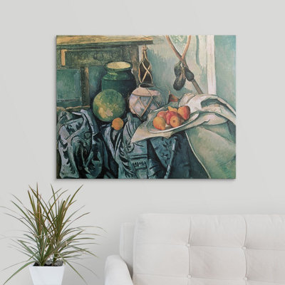 «Still Life with Pitcher and Aubergines» par Paul Cezanne, reproduction d'art