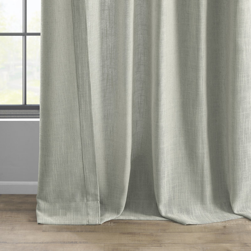 Clem Heavy Faux Linen Light Filtering Curtains For Bedroom & Living Room Curtains - Single Panel Drapes, 50" W x 120" L